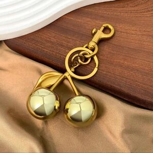 Gold Cherry Keychain
